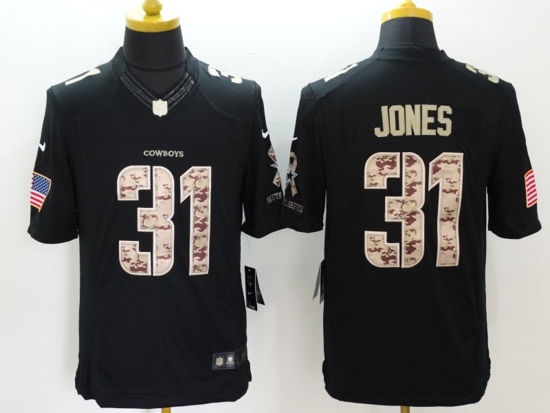 Dallas Cowboys 31 Jones Black Salute TO Service Nike Jerseys